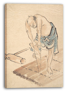 Leinwandbild Katsushika Hokusai - Mann auf einem Floß