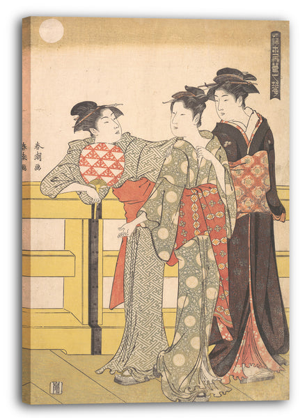 Leinwandbild Katsukawa Shunchō - Drei Frauen auf einer Brücke