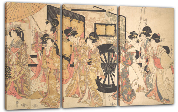 Leinwandbild Kitagawa Utamaro - Kurtisanen imitieren eine Prozession