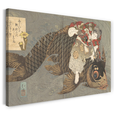 Leinwandbild Totoya Hokkei - Shiei (?) Auf seinem Karpfen