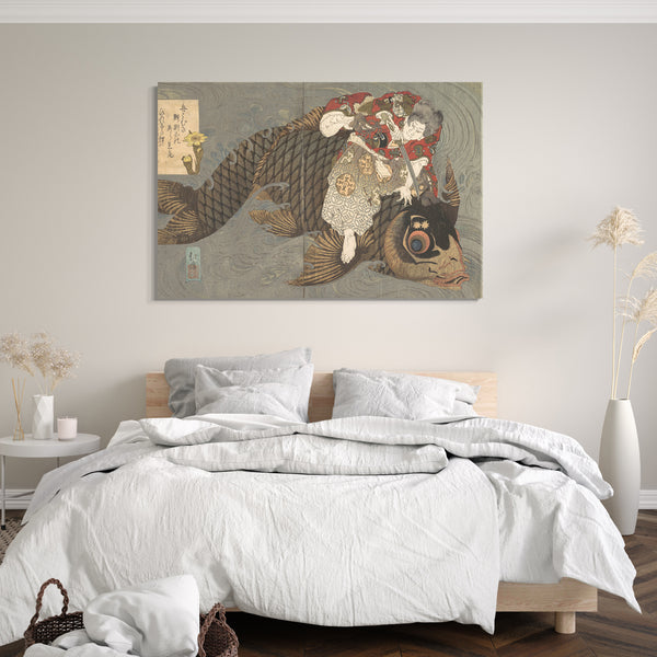 Leinwandbild Totoya Hokkei - Shiei (?) Auf seinem Karpfen