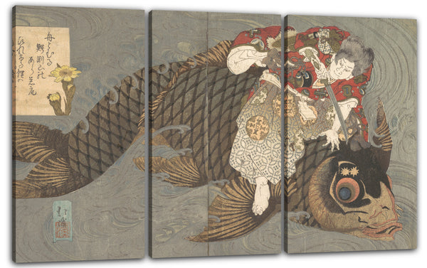 Leinwandbild Totoya Hokkei - Shiei (?) Auf seinem Karpfen