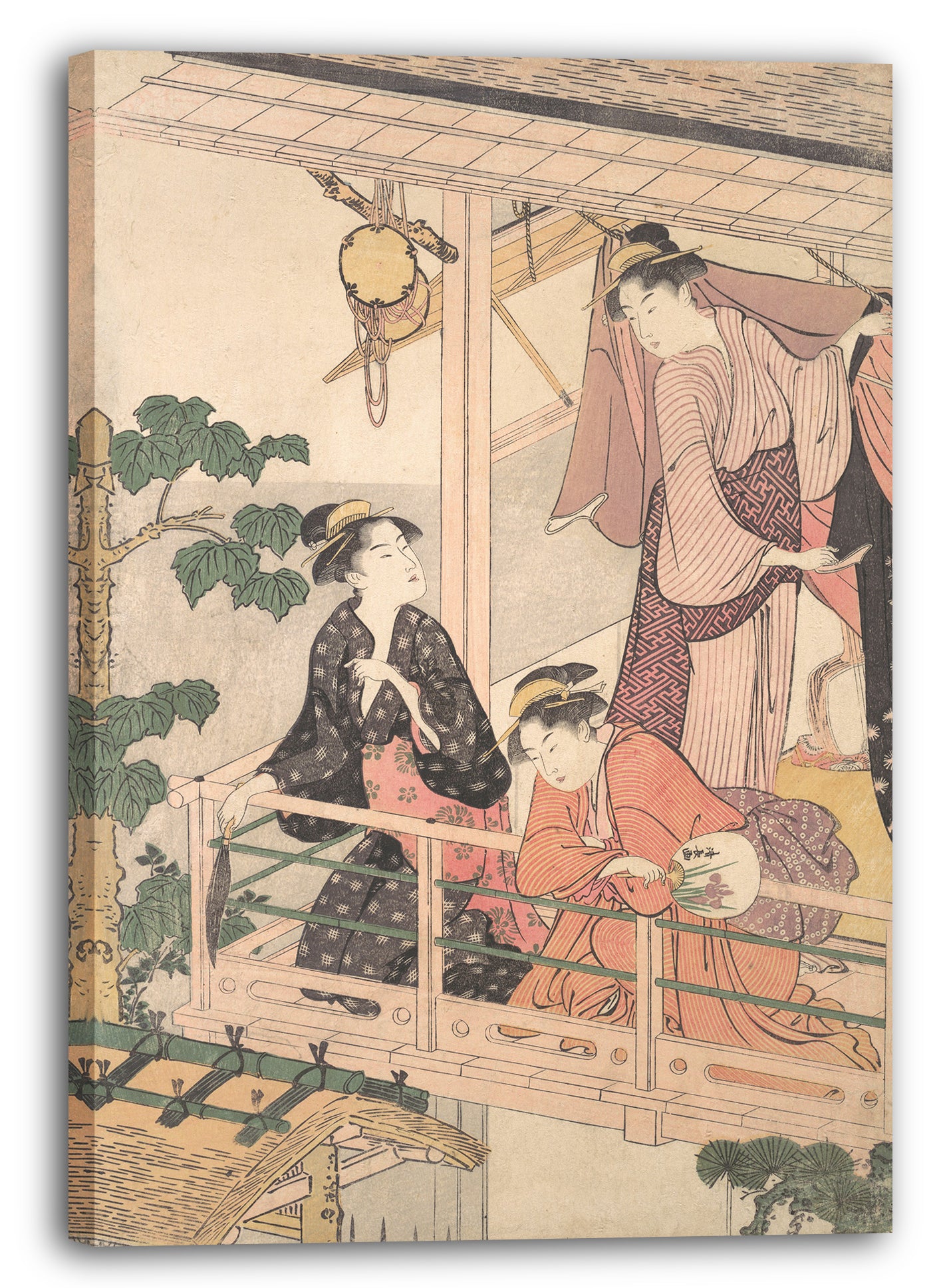 Leinwandbild Torii Kiyonaga - Drei Frauen auf einem Balkon