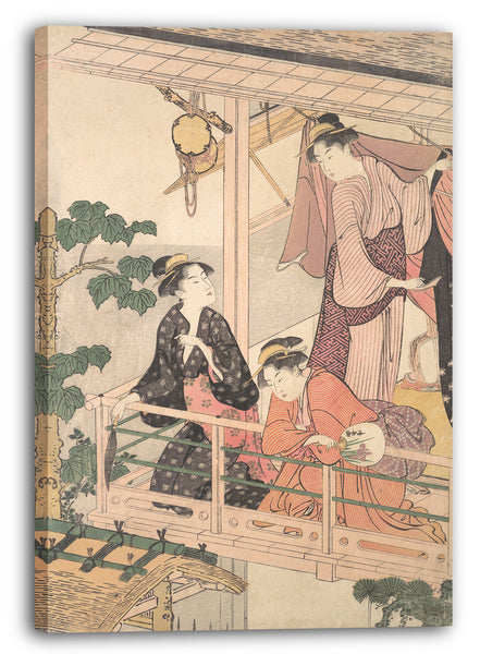 Leinwandbild Torii Kiyonaga - Drei Frauen auf einem Balkon
