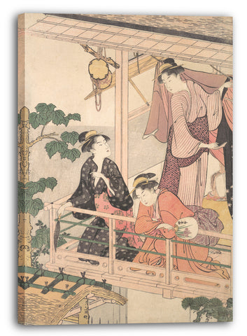 Leinwandbild Torii Kiyonaga - Drei Frauen auf einem Balkon