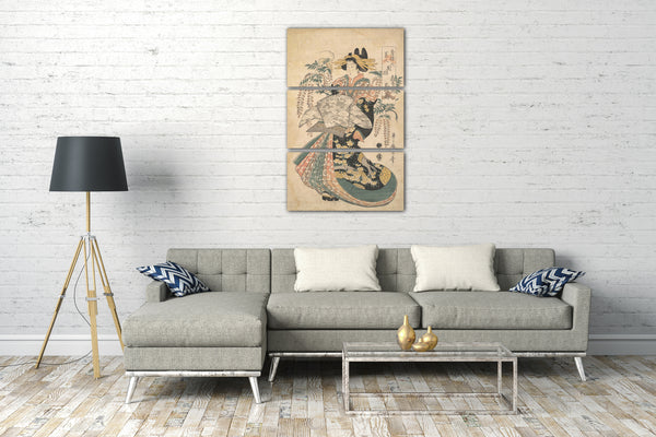 Leinwandbild Utamaro II - Eine Kurtisane mit Glyzinien im Hintergrund