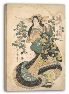 Leinwandbild Utamaro II - Eine Kurtisane mit Morgen-Glorien im Hintergrund