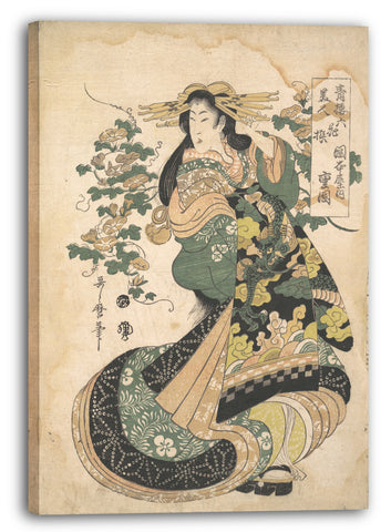 Leinwandbild Utamaro II - Eine Kurtisane mit Morgen-Glorien im Hintergrund