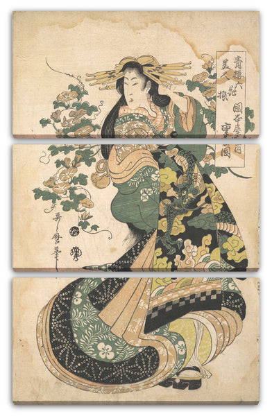Leinwandbild Utamaro II - Eine Kurtisane mit Morgen-Glorien im Hintergrund