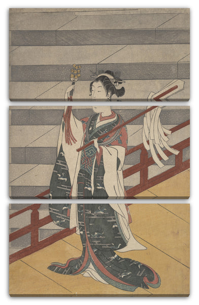Leinwandbild Suzuki Harunobu - Mädchen auf Balkon über Steintreppe