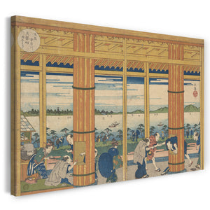 Leinwandbild Yashima Gakutei - Regen-Schutz am Ufer der Tempozan Bay