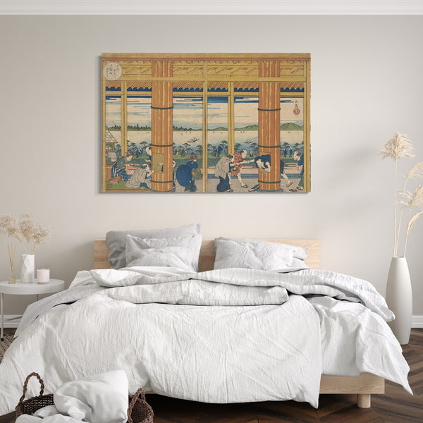 Leinwandbild Yashima Gakutei - Regen-Schutz am Ufer der Tempozan Bay