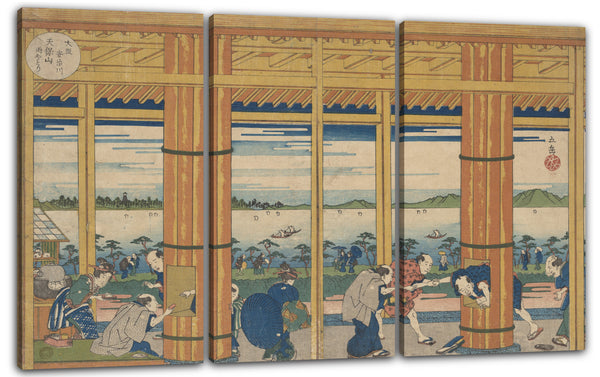 Leinwandbild Yashima Gakutei - Regen-Schutz am Ufer der Tempozan Bay