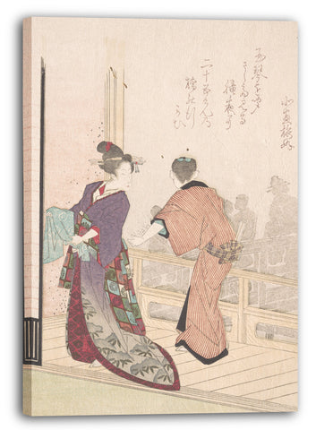 Leinwandbild Yanagawa Shigenobu - Szene auf der Veranda eines Teehauses