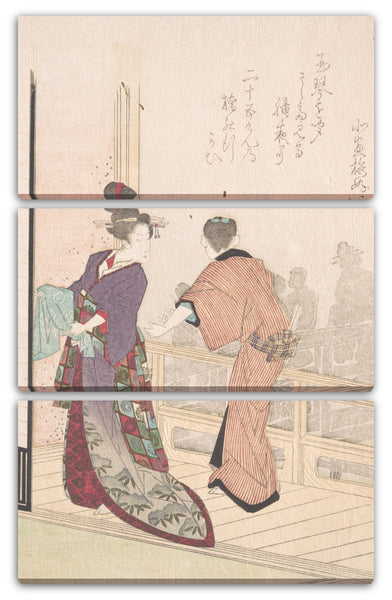 Leinwandbild Yanagawa Shigenobu - Szene auf der Veranda eines Teehauses