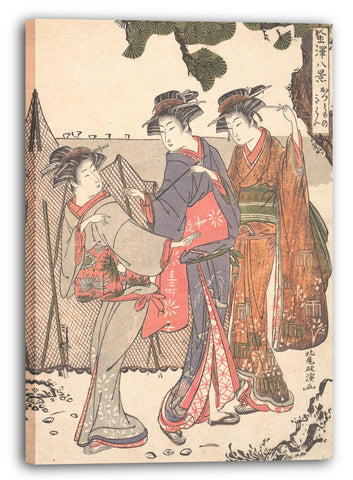 Leinwandbild Kitao Masanobu - Drei Frauen, die auf der Küste stehen
