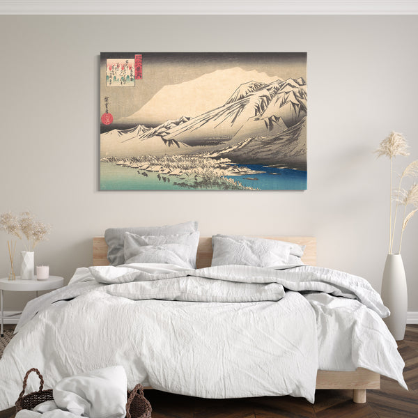 Leinwandbild Utagawa Hiroshige - Abendschnee auf Hira, Lake Biwa