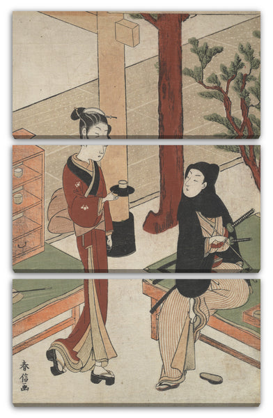 Leinwandbild Suzuki Harunobu - Osen wartet auf einen jungen Samurai