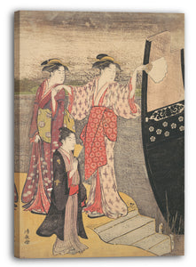 Leinwandbild Torii Kiyonaga - Ausschiffung von einem Ausflugsboot auf dem Sumida Fluss