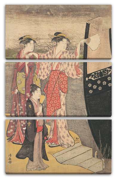 Leinwandbild Torii Kiyonaga - Ausschiffung von einem Ausflugsboot auf dem Sumida Fluss