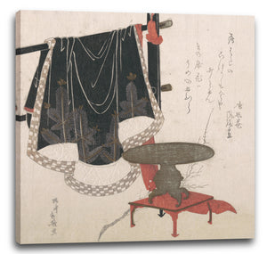 Leinwandbild Hachifusa Shūri - Blumenvase mit Ständer; Kleid, das an einem Kleiderständer hängt