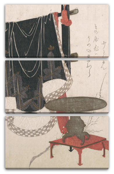 Leinwandbild Hachifusa Shūri - Blumenvase mit Ständer; Kleid, das an einem Kleiderständer hängt