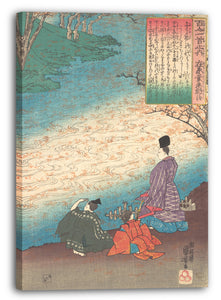 Leinwandbild Utagawa Kuniyoshi - Dichter mit zwei Seiten am Ufer des Tatsuta