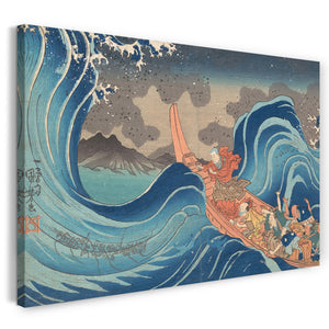 Leinwandbild Utagawa Kuniyoshi - Leben von Nichiren: Eine Vision des Gebets auf den Wellen