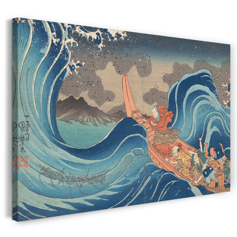 Leinwandbild Utagawa Kuniyoshi - Leben von Nichiren: Eine Vision des Gebets auf den Wellen
