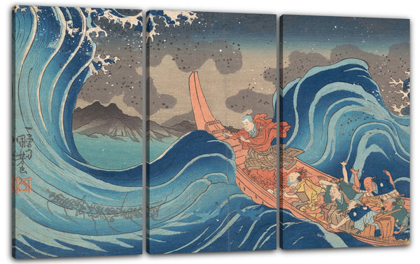 Leinwandbild Utagawa Kuniyoshi - Leben von Nichiren: Eine Vision des Gebets auf den Wellen