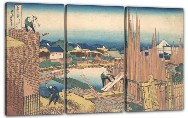 Leinwandbild Katsushika Hokusai - Tatekawa in Honjō (Honjō Tatekawa), aus der Serie Sechsunddreißig Ansichten des Berges Fuji (Fugaku sanjūrokkei)