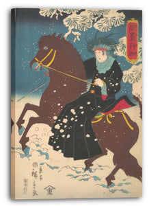 Leinwandbild Utagawa Hiroshige II - Amerika: Eine Frau zu Pferd im Schnee