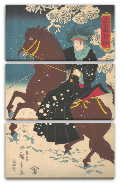 Leinwandbild Utagawa Hiroshige II - Amerika: Eine Frau zu Pferd im Schnee