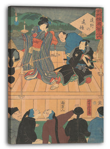 Leinwandbild Utagawa Yoshitora - Abendschein auf einem reisenden Drama [Chinesen beobachten ein Kabuki-Stück]