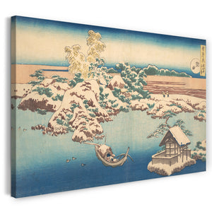 Leinwandbild Katsushika Hokusai - Schnee am Sumida-Fluss (Sumida), aus der Serie "Schnee, Mond und Blumen" (Setsugekka)