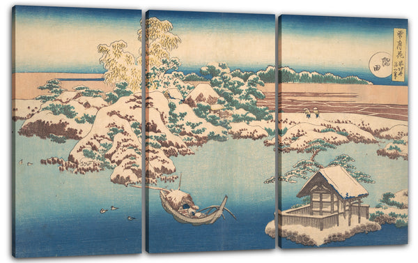Leinwandbild Katsushika Hokusai - Schnee am Sumida-Fluss (Sumida), aus der Serie "Schnee, Mond und Blumen" (Setsugekka)