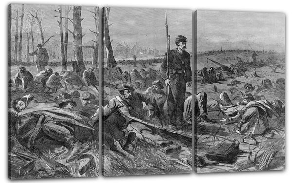 Leinwandbild Ehemals Winslow Homer zugeschrieben - Potomac-Armee - Schlafen auf ihren Armen (Harper's Weekly, Vol. VIII)