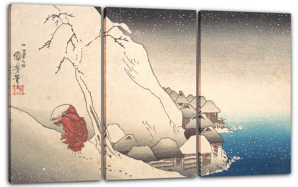 Leinwandbild Utagawa Kuniyoshi - Mönch Nichiren im Exil auf der Insel Sado, aus der Serie "Illustration berühmter Mönche"