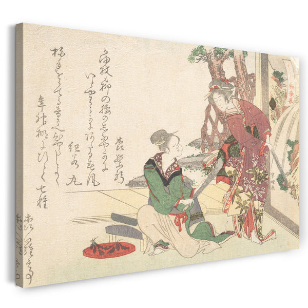 Leinwandbild Hishikawa Sōri - Zwei Frauen, aus der Serie Frühlingsgedichte auf Ushiwaka für das Jahr des Ochsen (Ushiwaka haru)