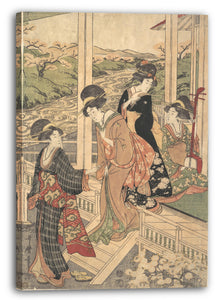 Leinwandbild Utamaro II - Gruppe von Frauen auf dem Engawa eines Landhauses, in der Kirschblütenzeit