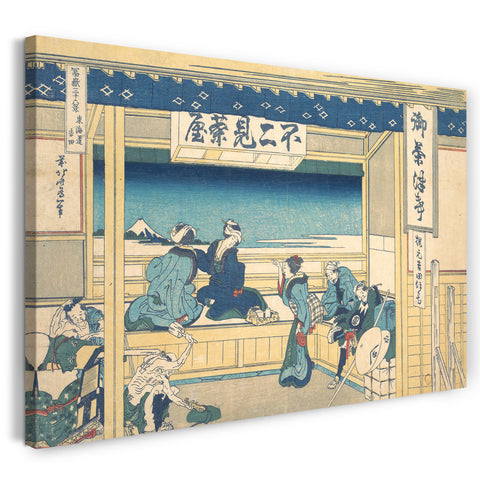 Leinwandbild Katsushika Hokusai - Yoshida am Tōkaidō (Tōkaidō Yoshida), aus der Serie Sechsunddreißig Ansichten des Berges Fuji (Fugaku sanjūrokkei)