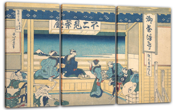 Leinwandbild Katsushika Hokusai - Yoshida am Tōkaidō (Tōkaidō Yoshida), aus der Serie Sechsunddreißig Ansichten des Berges Fuji (Fugaku sanjūrokkei)