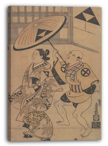 Leinwandbild Torii Kiyonobu - Der Schauspieler Ikushima Daikichi als Oiran auf einer Parade in den Straßen des Yoshiwara