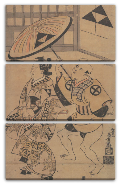 Leinwandbild Torii Kiyonobu - Der Schauspieler Ikushima Daikichi als Oiran auf einer Parade in den Straßen des Yoshiwara