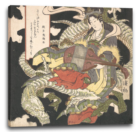 Leinwandbild Aoigaoka Keisei - Benzaiten (Göttin der Musik und des Glücks) sitzt auf einem weißen Drachen