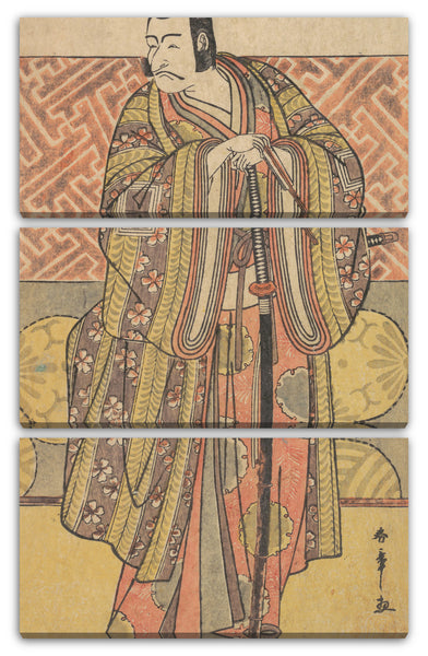 Leinwandbild Katsukawa Shunshō - Ichikawa Danjuro V als Kudo Suketsune, reich bekleidet, stützt sich auf sein Schwert