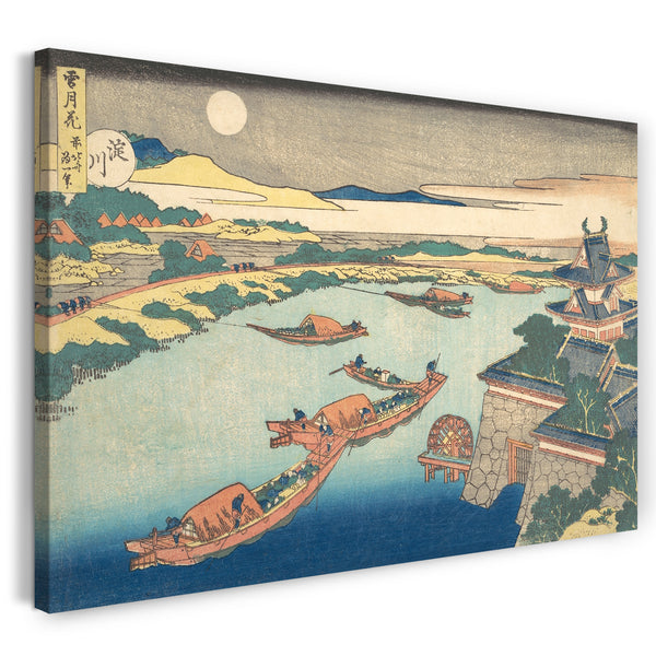 Leinwandbild Katsushika Hokusai - Mondlicht am Yodo-Fluss (Yodogawa), aus der Serie Schnee, Mond und Blumen (Setsugekka)