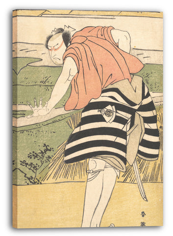 Leinwandbild Katsukawa Shun'ei - Onoe Matsusuke als ein Mann, der auf einem Weg durch Reisfelder steht