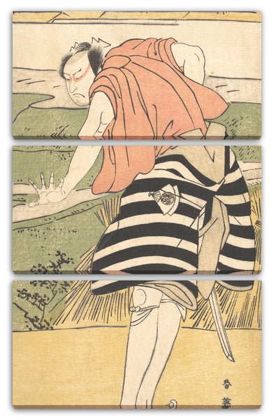 Leinwandbild Katsukawa Shun'ei - Onoe Matsusuke als ein Mann, der auf einem Weg durch Reisfelder steht