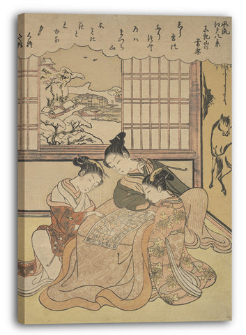 Leinwandbild Suzuki Harunobu - Abendschnee auf Matsuchi Hilll, aus der Serie Acht modische Ansichten von Edo (Furyu Edo hakkei)